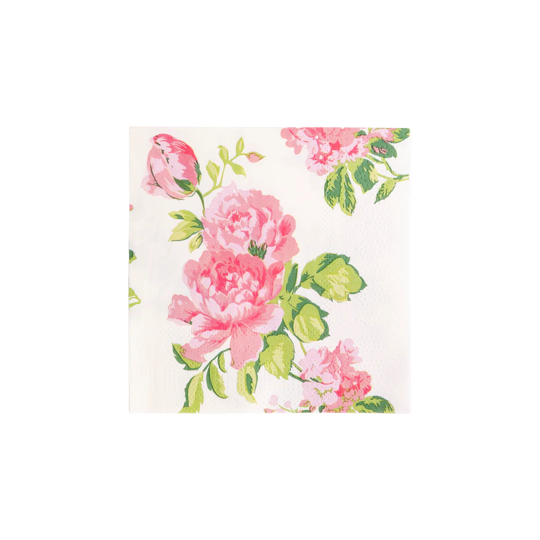 NAPKINS SMALL - FLORAL PINK CHINTZ PEONIES