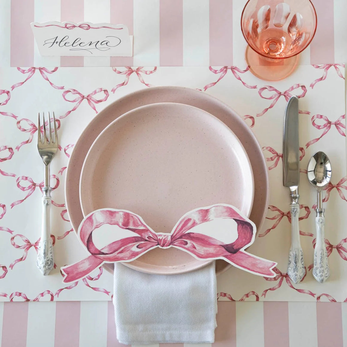 PLACEMATS - PINK BOW LATTICE (Pack of 24)