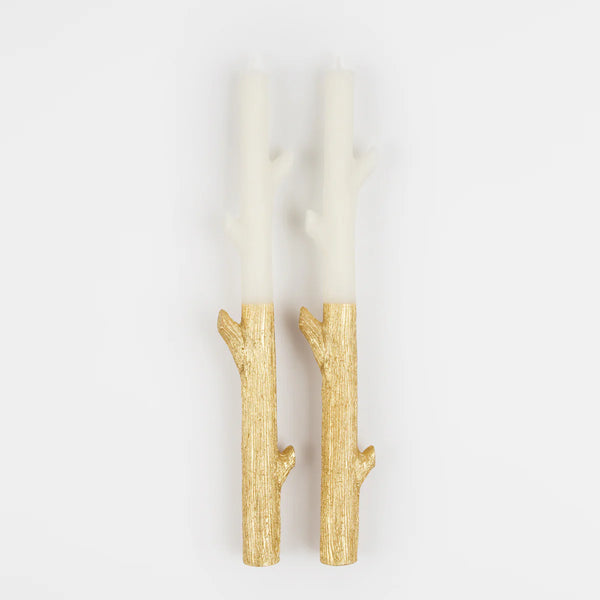 DINNER CANDLES - GOLD DIPPED STICK BRANCH MERI MERI (set of 2)