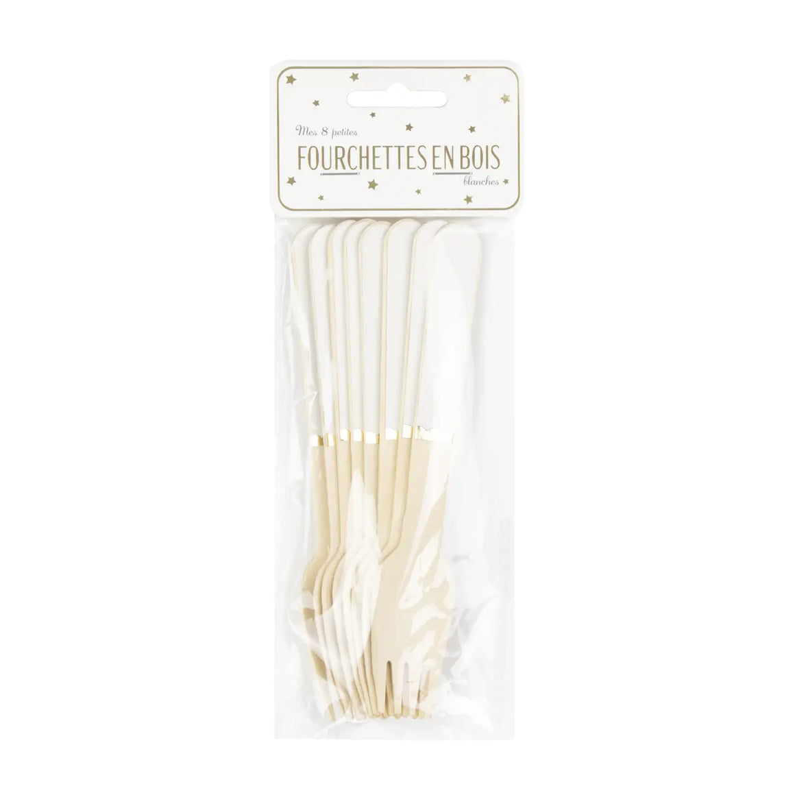 WOODEN FORK SET - WHITE (for 8)