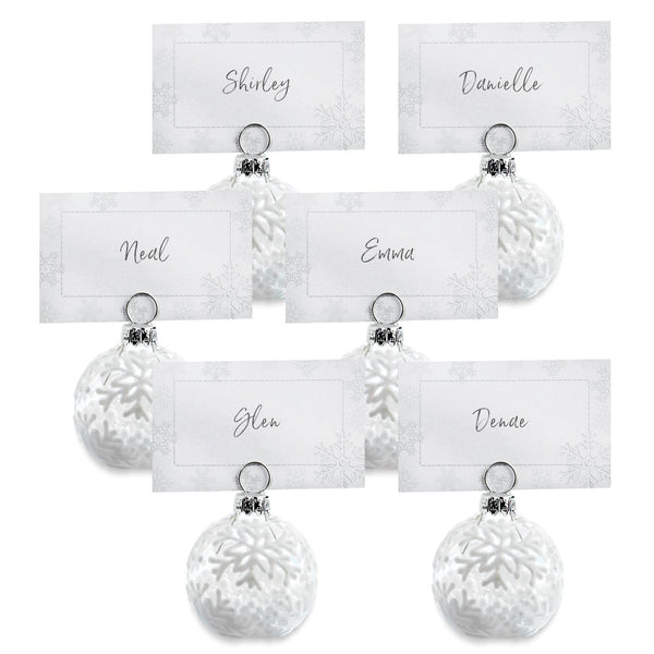 PLACE CARD HOLDERS - SNOWFLAKE ORNAMENT AND CARDS (set of 6)