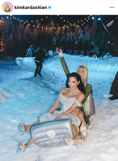 LUXE RIDE-ON SLED - SILVER STRIPE SLEIGH (Holds 1-2 riders)