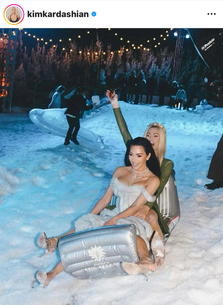 LUXE RIDE-ON SLED - SILVER STRIPE SLEIGH (Holds 1-2 riders)