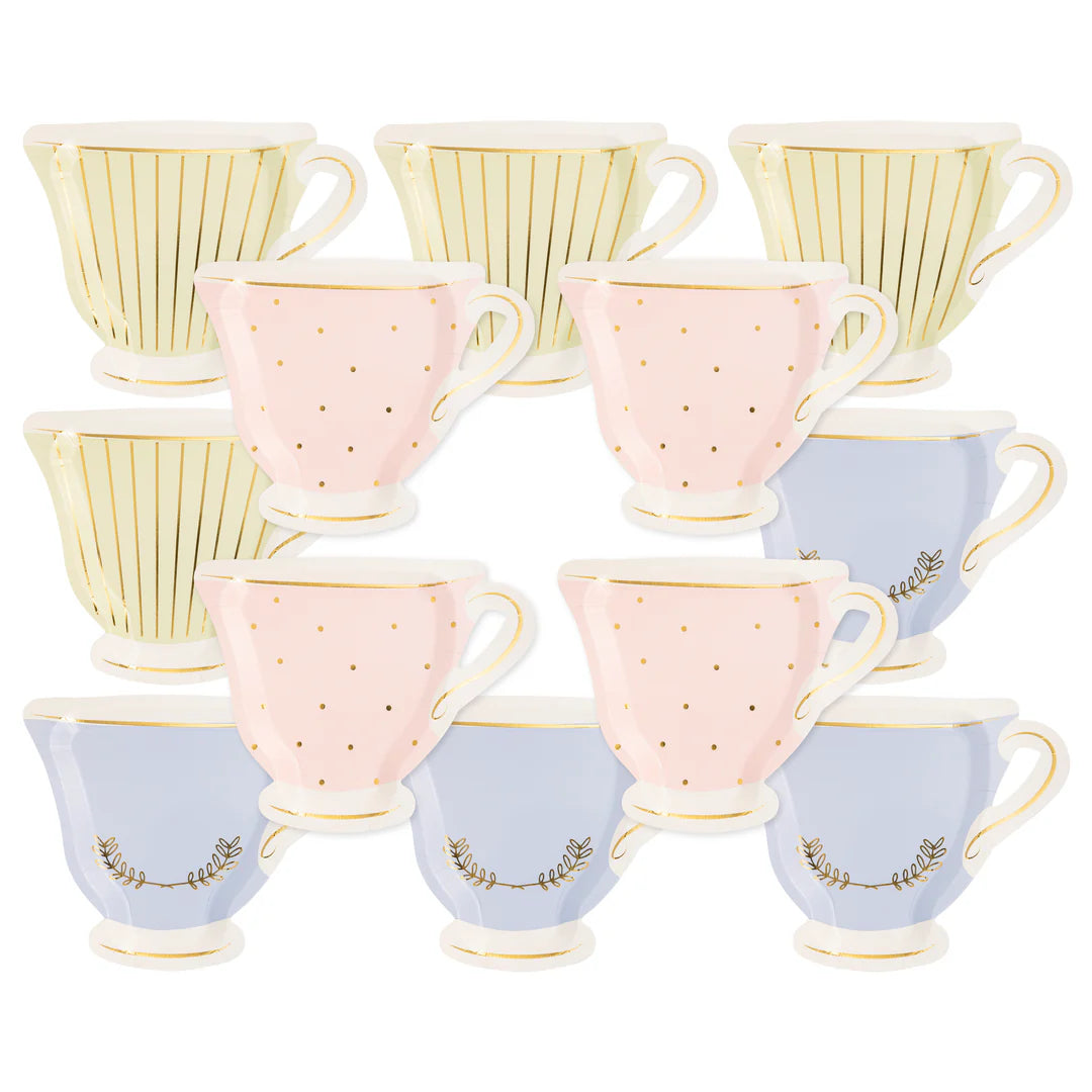 LARGE - PASTEL TEA PARTY TEACUPS (12/pk)