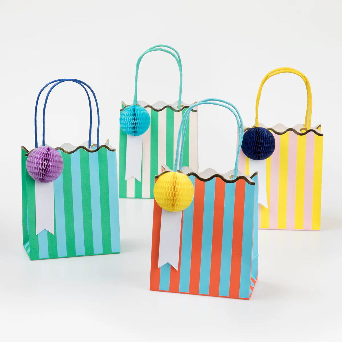 GIFT BAGS - MULTI COLOUR STRIPE 8 PACK