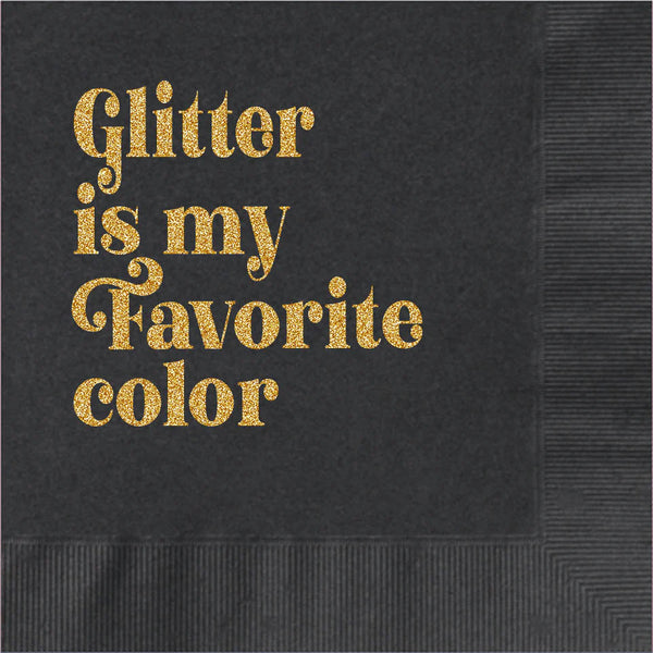 NAPKINS SMALL - WITTY BLACK BOXED SET GLITTER IS MY FAVOURITE COLOUR