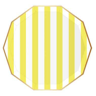 PLATES XL DINNER - YELLOW SOLEIL CABANA SIGNATURE STRIPE PREMIUM DECAGON