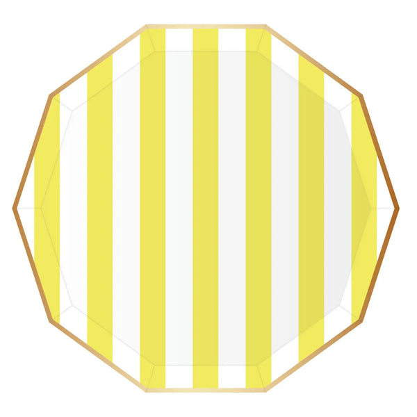 PLATES XL DINNER - YELLOW SOLEIL CABANA SIGNATURE STRIPE PREMIUM DECAGON