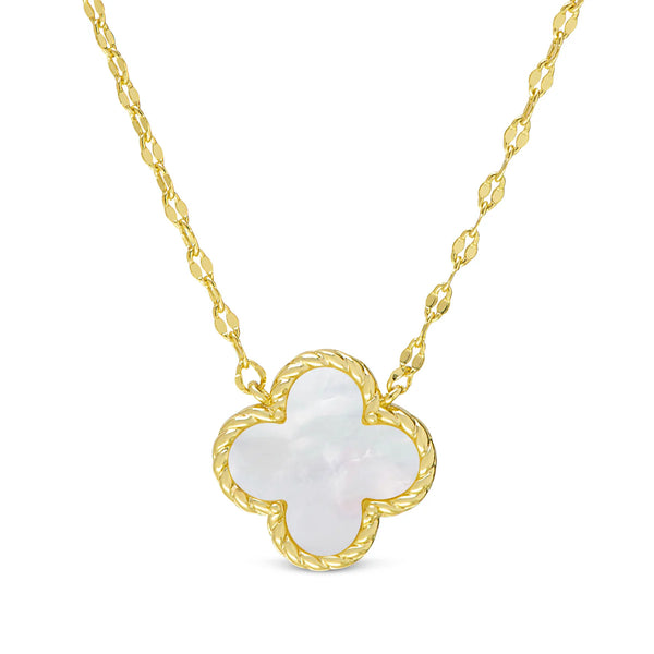 NECKLACE - MOTHER OF PEARL CLOVER 18k GOLD PLATED