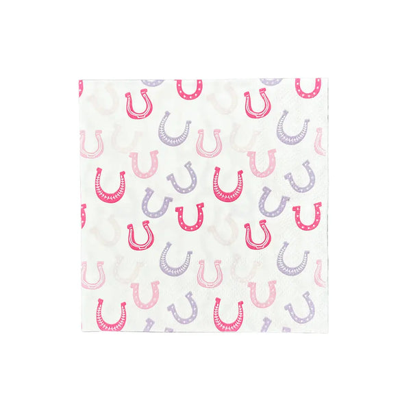 NAPKINS SMALL - WESTERN PINK HORSESHOES PONY COWGIRL