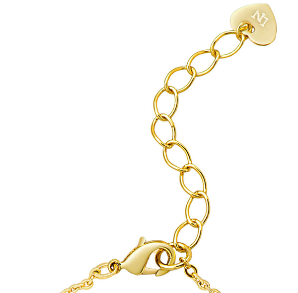 NECKLACE - SPARKLE RIBBON BOW HEART (18k gold overlay & hand-painted enamel)