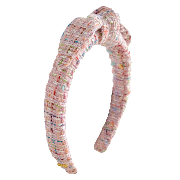 WE LOVE YOU CONNIE 
FOUNDATION LUXURY HEADBANDS - BOW FRIENDS BLUSH KNOT TWEED (includes Donation)