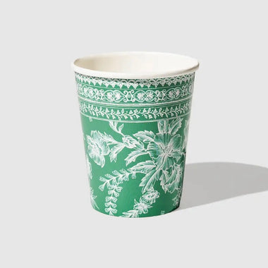 CUPS - FLORAL GREEN EMERALD FRENCH TOILE
