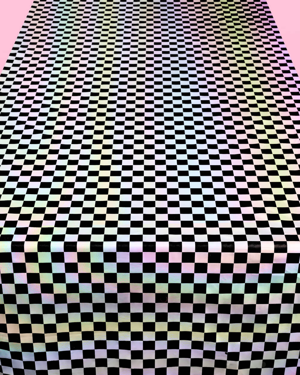 TABLECOVER FABRIC - HOLOGRAPHIC CHECK BLACK WASHABLE