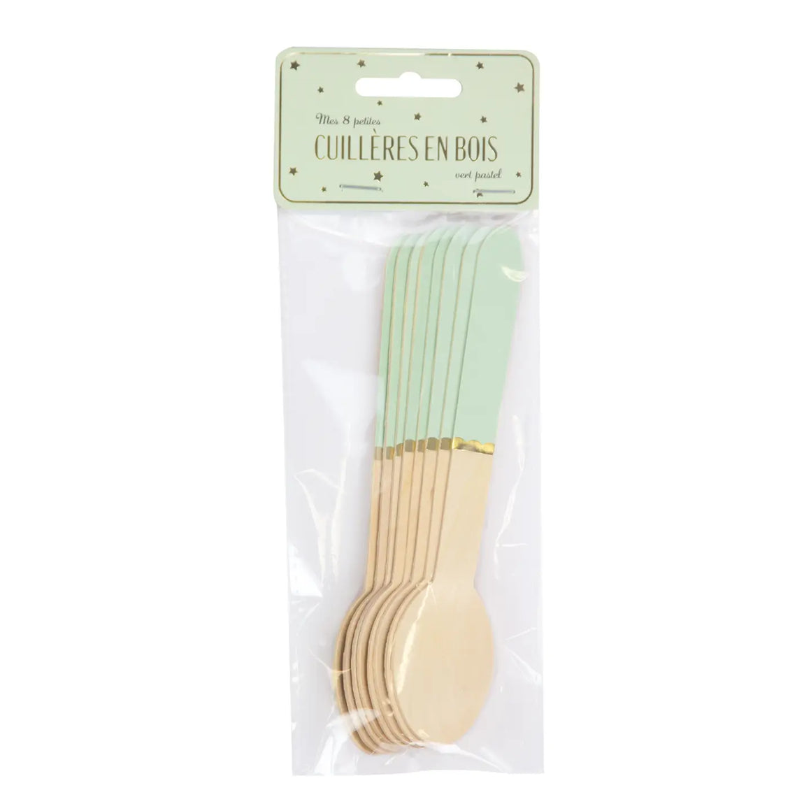 WOODEN SPOON SET - MINT GREEN (for 8)