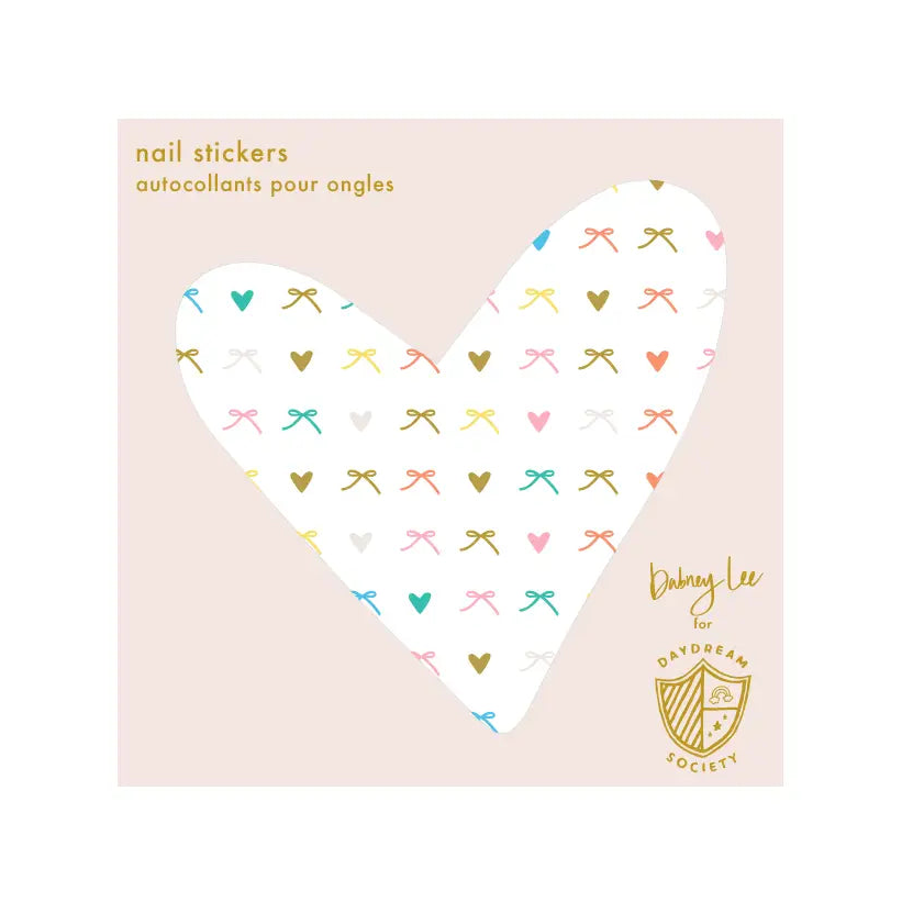 NAIL STICKERS - PASTEL BOWS & GOLD HEARTS