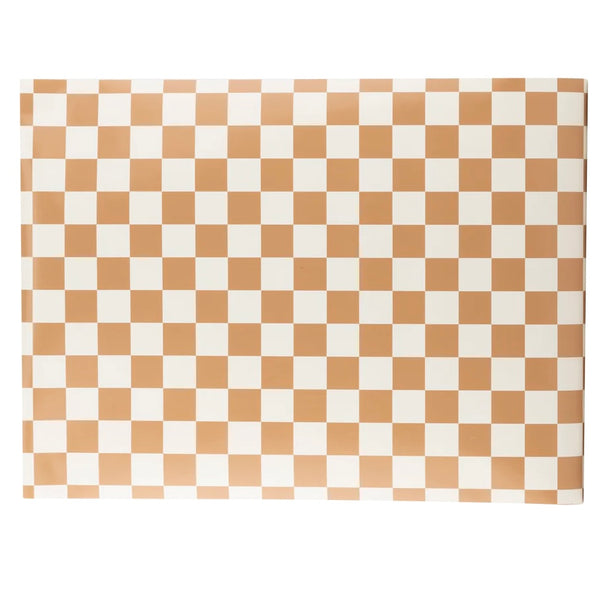 TABLERUNNER - CHECKERED BROWN + WHITE (16x120 inch)