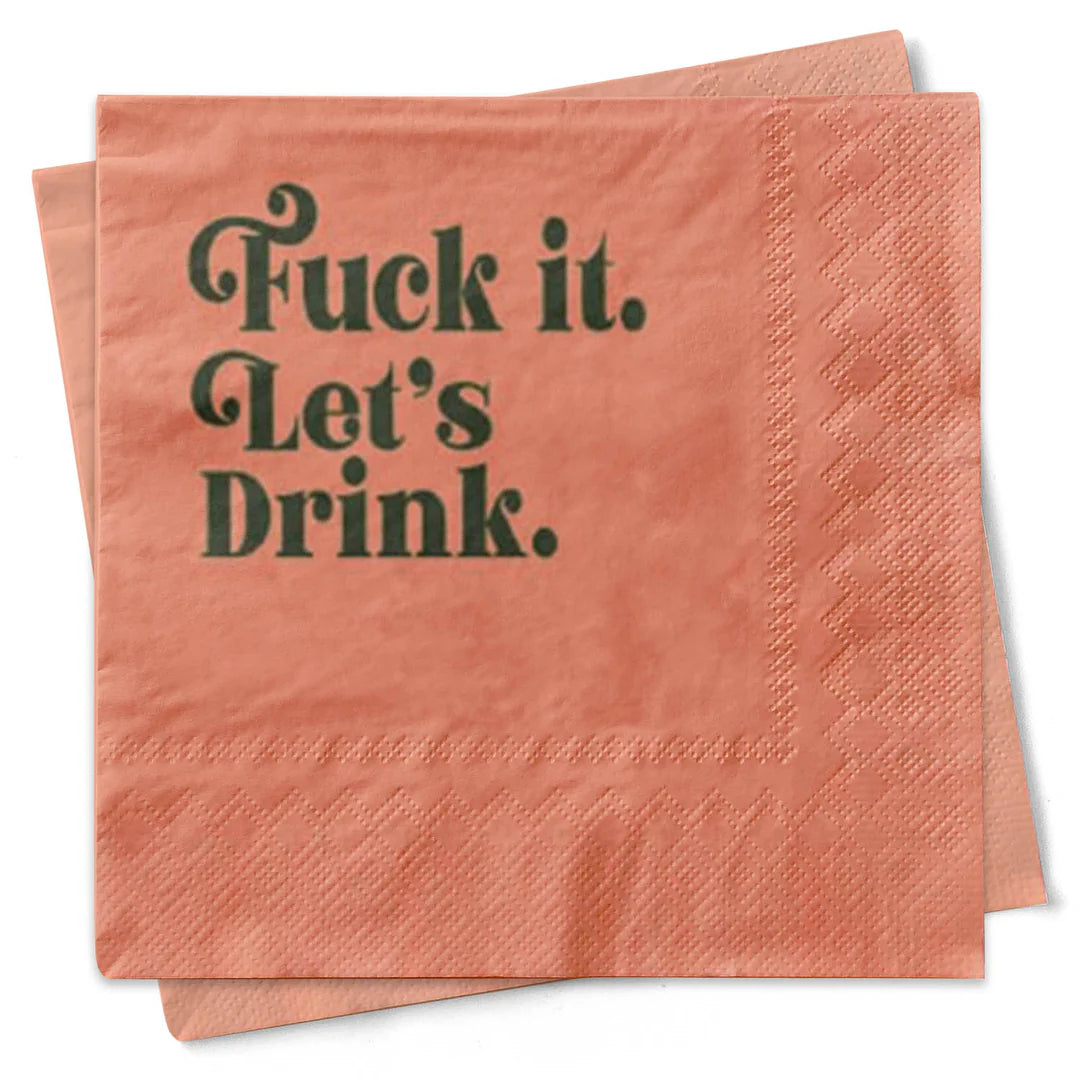 NAPKINS SMALL - ORANGE CORAL FUCK IT LET’S DRINK