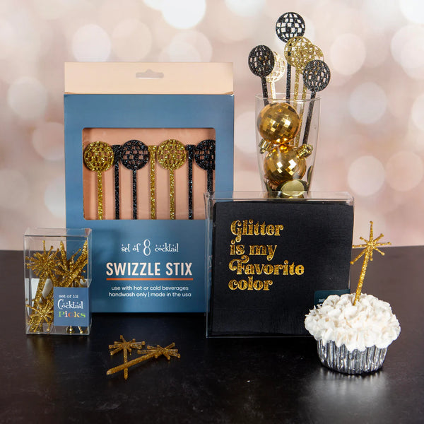 NAPKINS SMALL - WITTY BLACK BOXED SET GLITTER IS MY FAVOURITE COLOUR