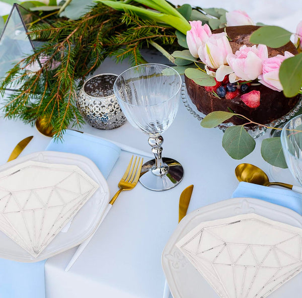 NAPKINS LARGE - WEDDING DIAMOND SILVER