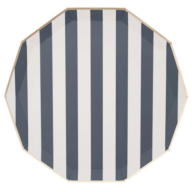 PLATES XL DINNER - BLUE MIDNIGHT NAVY CABANA SIGNATURE STRIPE PREMIUM DECAGON