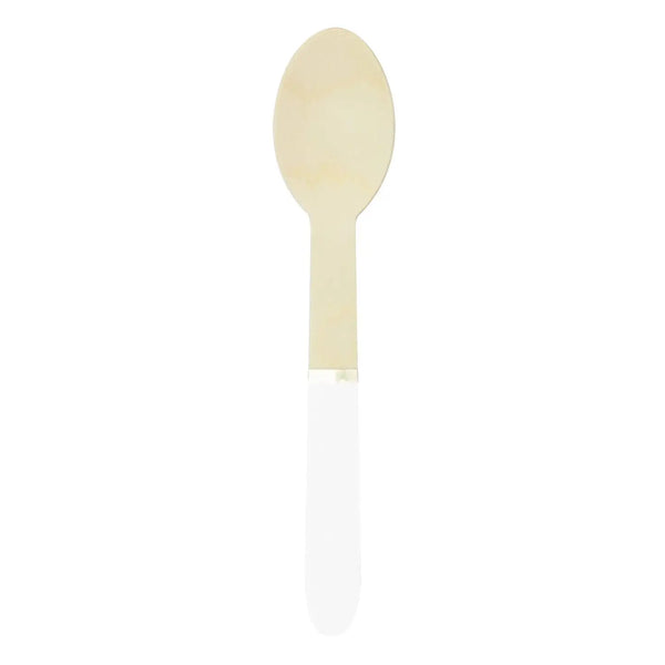 WOODEN SPOON SET - WHITE (for 8)