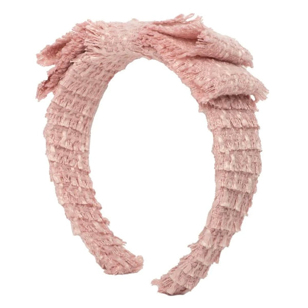 WE LOVE YOU CONNIE 
FOUNDATION LUXURY HEADBANDS - BOW FRIENDS BLUSH LAYERED TWEED (includes Donation)