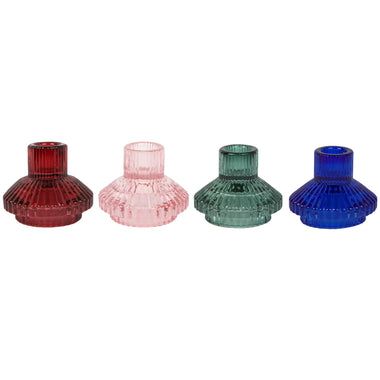 CANDLESTICK HOLDER - GLASS RIBBED SMALL