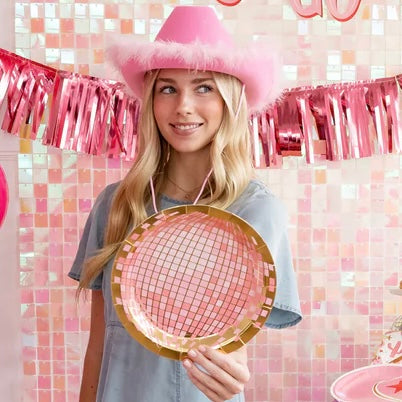 PLATES LARGE - PINK DISCO BALL