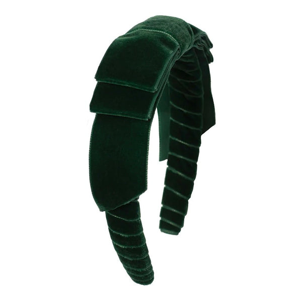 WE LOVE YOU CONNIE 
FOUNDATION LUXURY HEADBANDS - BOW FRIENDS EMERALD GREEN LAYERED VELVET (includes Donation)