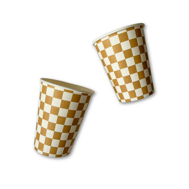 CUPS - BROWN CARAMEL CHECKERED