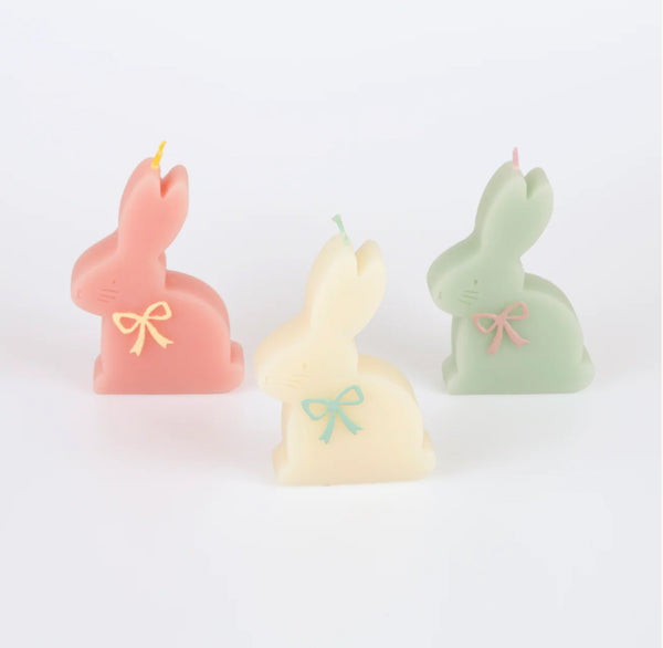 SPECIALTY CANDLES - PASTEL BUNNIES WITH BOW MERI MERI