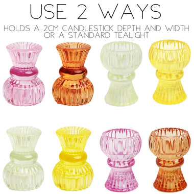CANDLESTICK HOLDER - GLASS SMALL (2-way taper or votive)