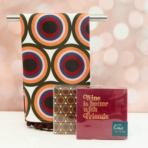 NAPKINS SMALL - WITTY RED BOXED SET BURGUNDY WINE IS BETTER WITH FRIENDS