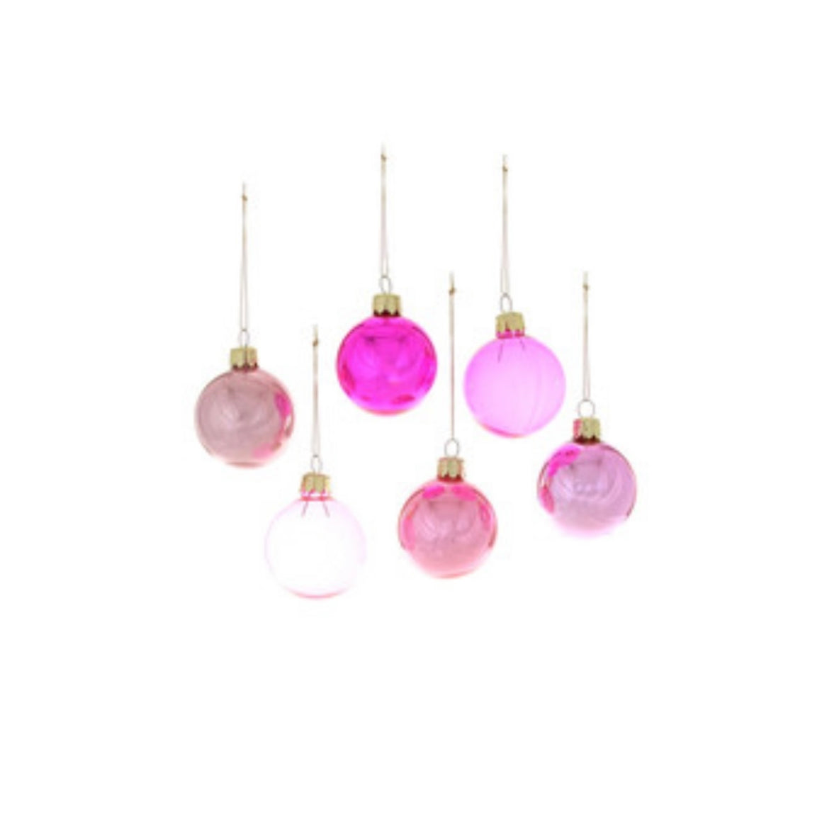 HEIRLOOM GLASS ORNAMENTS - CODY FOSTER SMALL PINK HUE BAUBLES (set of 6)