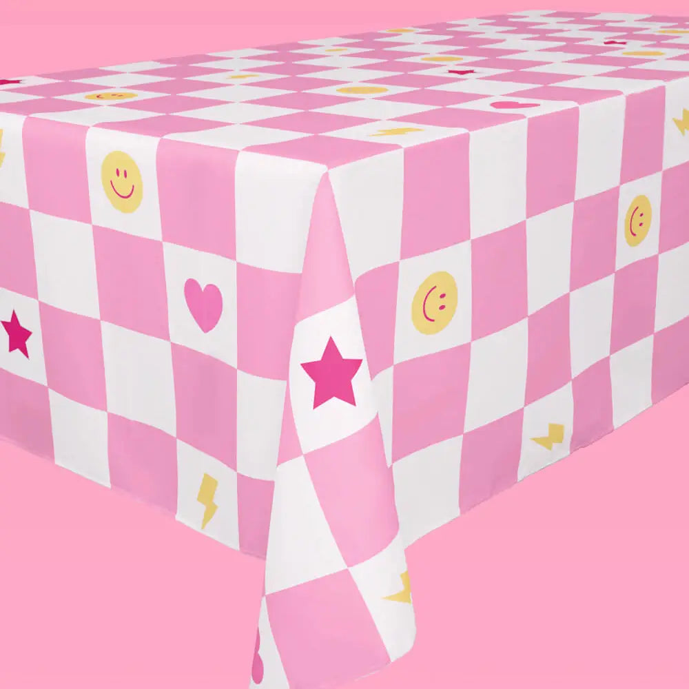 TABLECOVER FABRIC - PREPPY ICONS CHECK WASHABLE