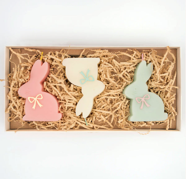 SPECIALTY CANDLES - PASTEL BUNNIES WITH BOW MERI MERI