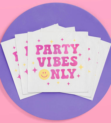 NAPKINS SMALL - MIXED HOLOGRAPHIC PREPPY PARTY VIBES ONLY  (Pack of 24