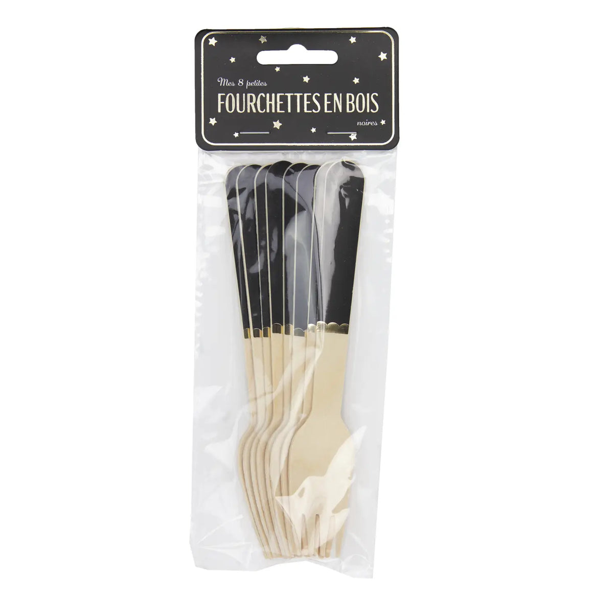 WOODEN FORK SET - BLACK (for 8)