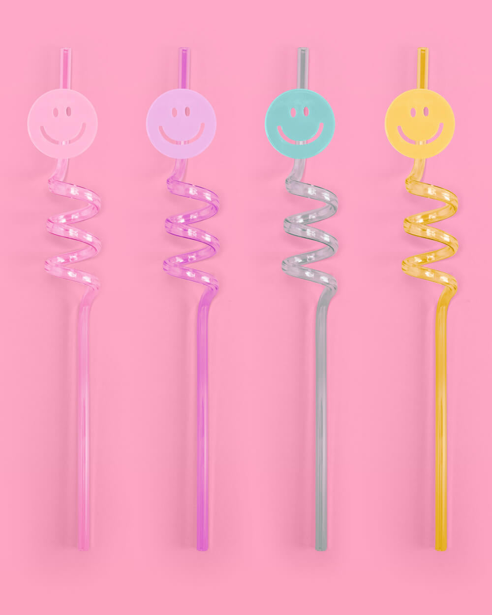 DECORATIVE REUSABLE STRAWS - PASTEL SMILEY MIX (Pack of 16)