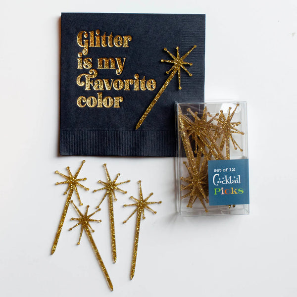 NAPKINS SMALL - WITTY BLACK BOXED SET GLITTER IS MY FAVOURITE COLOUR