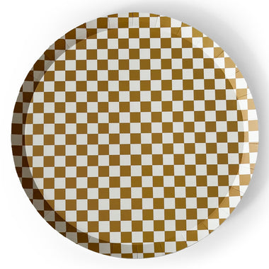 PLATES XL DINNER - BROWN CARAMEL CHECKERED