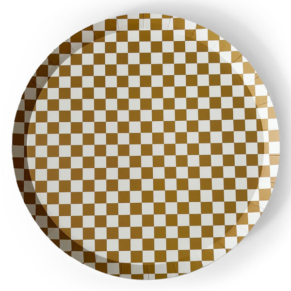 PLATES XL DINNER - BROWN CARAMEL CHECKERED