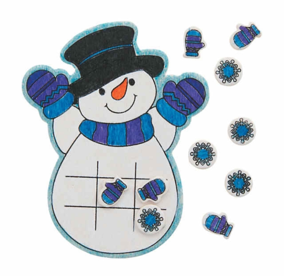 HOLIDAY CRAFTS - COLOUR YOUR OWN WOODEN SNOWMAN TIC TAC TOE GAME