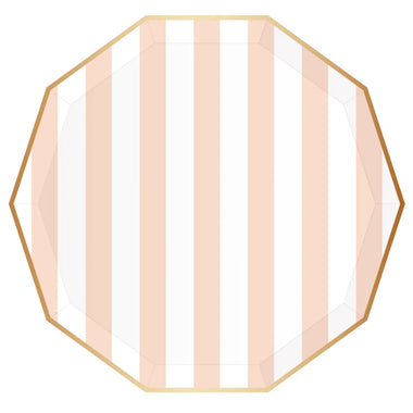 PLATES XL DINNER - BLUSH CABANA SIGNATURE STRIPE PREMIUM DECAGON