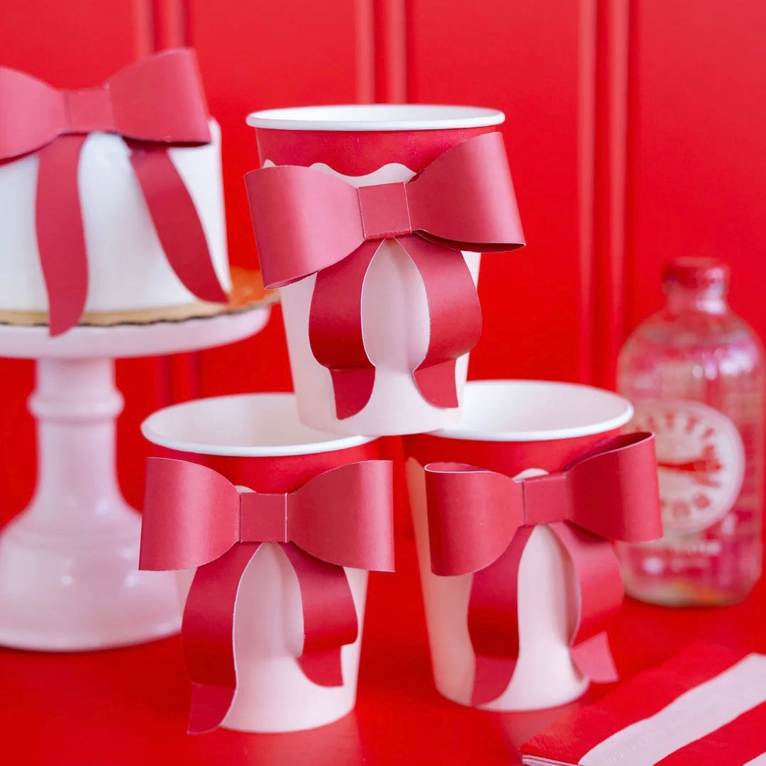 CUPS - PINK WITH RED BOW