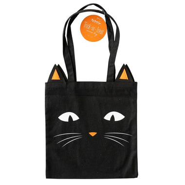 TRICK OR TREAT BAG - BLACK CAT CANVAS FABRIC