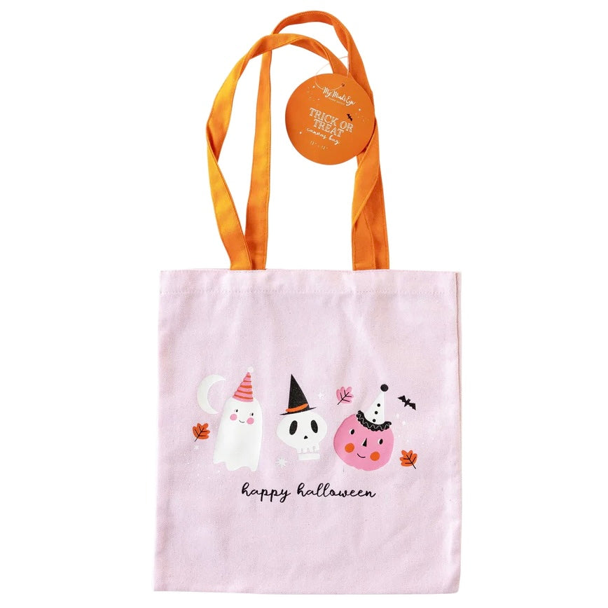 TRICK OR TREAT BAG - PINK HALLOWEEN ICONS CANVAS