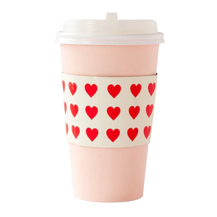 TO-GO COZY CUPS - VALENTINES BLUSH PINK WITH HEART SLEEVE