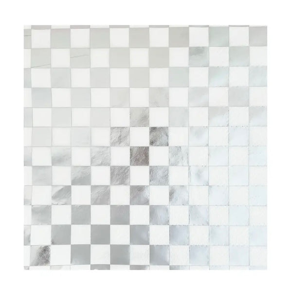 NAPKINS LARGE - SILVER CHECK IT DAZZLING DIAMOND